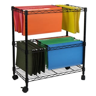 Safco Onyx Mesh Mobile Double File Cart Free Shipping Today Oceanstar Black Metal Portable 2 Tier Rolling File Cart