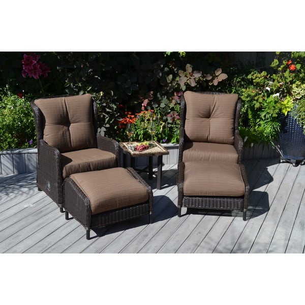 Shop My Patio My Way Westport 5 Piece All Weather Wicker Sunbrella Reclining Group Overstock 9815615