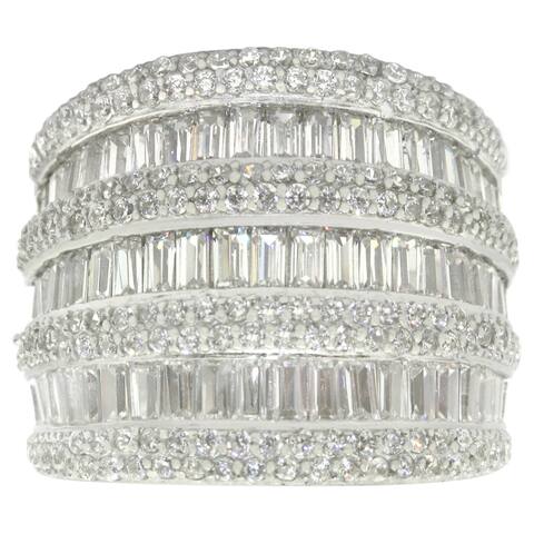 Gioelli Sterling Silver Multi-level Cubic Zirconia Ring