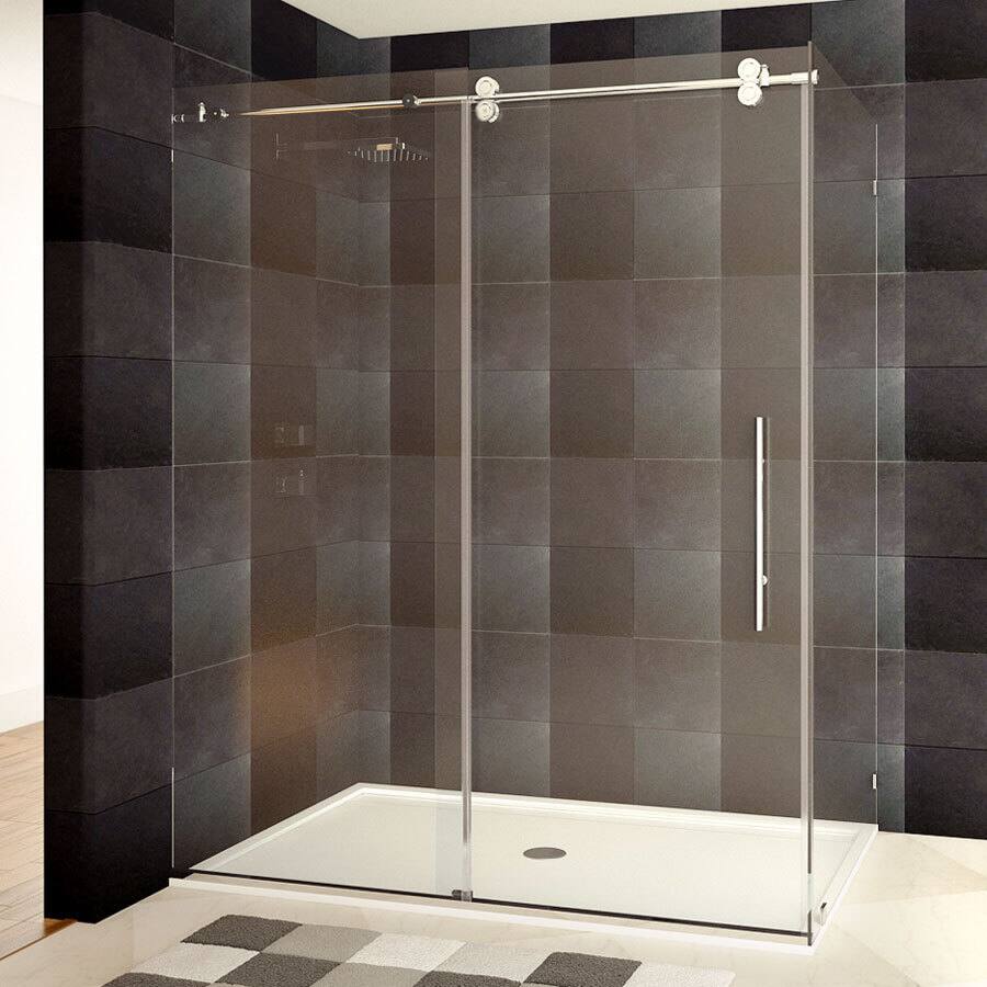 Frameless Shower Enclosure 44-48 or 56-60W x 79H x 36D Chrome/Brushed