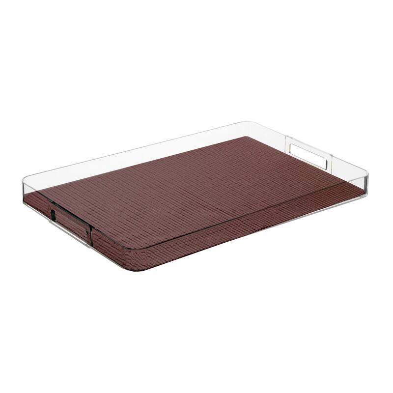 Fishnet Rectangular Lucite Serving Tray - Chocolate