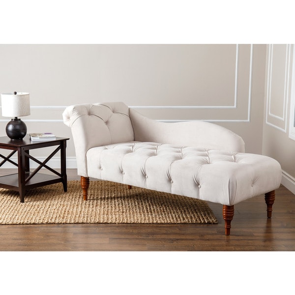 Abbyson 'Audrey' Ivory Velvet Tufted Chaise - Free Shipping Today ...