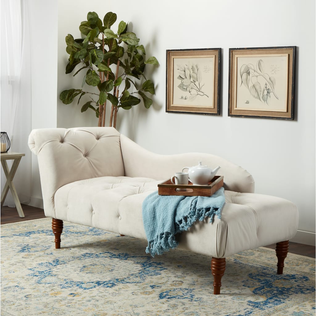 Abbyson 'Audrey' Ivory Velvet Tufted Chaise