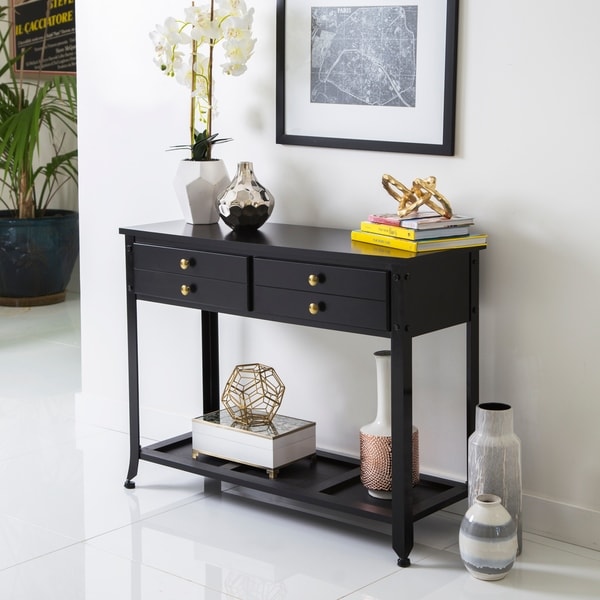Abbyson 'Antoni' Antiqued Black Console Sofa Table