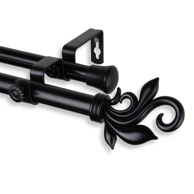 InStyleDesign Rhea Adjustable Double Curtain Rod - 28 to 48 inches - Black