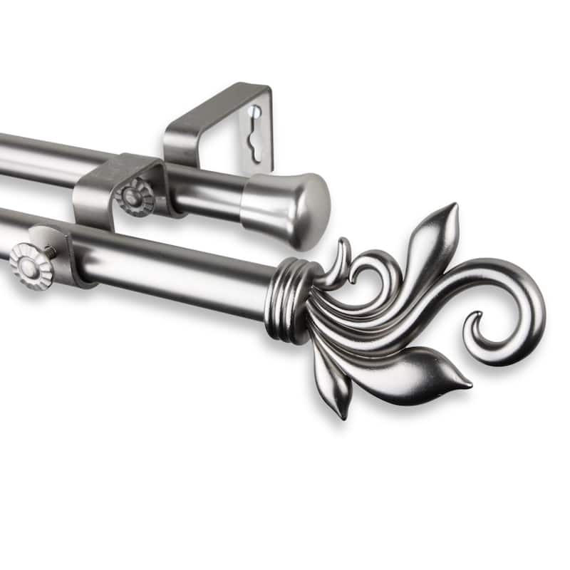 InStyleDesign Rhea Adjustable Double Curtain Rod - 28 to 48 inches - satin nickel