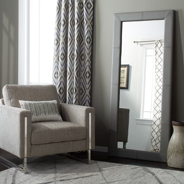 Abbyson Delano Grey Leather Floor Mirror Overstock 9816733