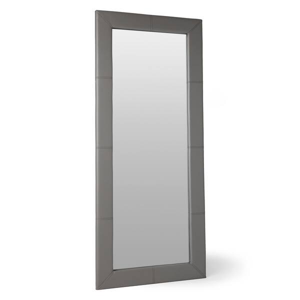 Shop Abbyson Delano Grey Leather Floor Mirror Overstock 9816733