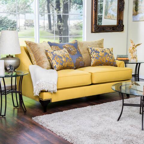 Furniture of America Gisc Contemporary Fabric Padded Nailhead Loveseat