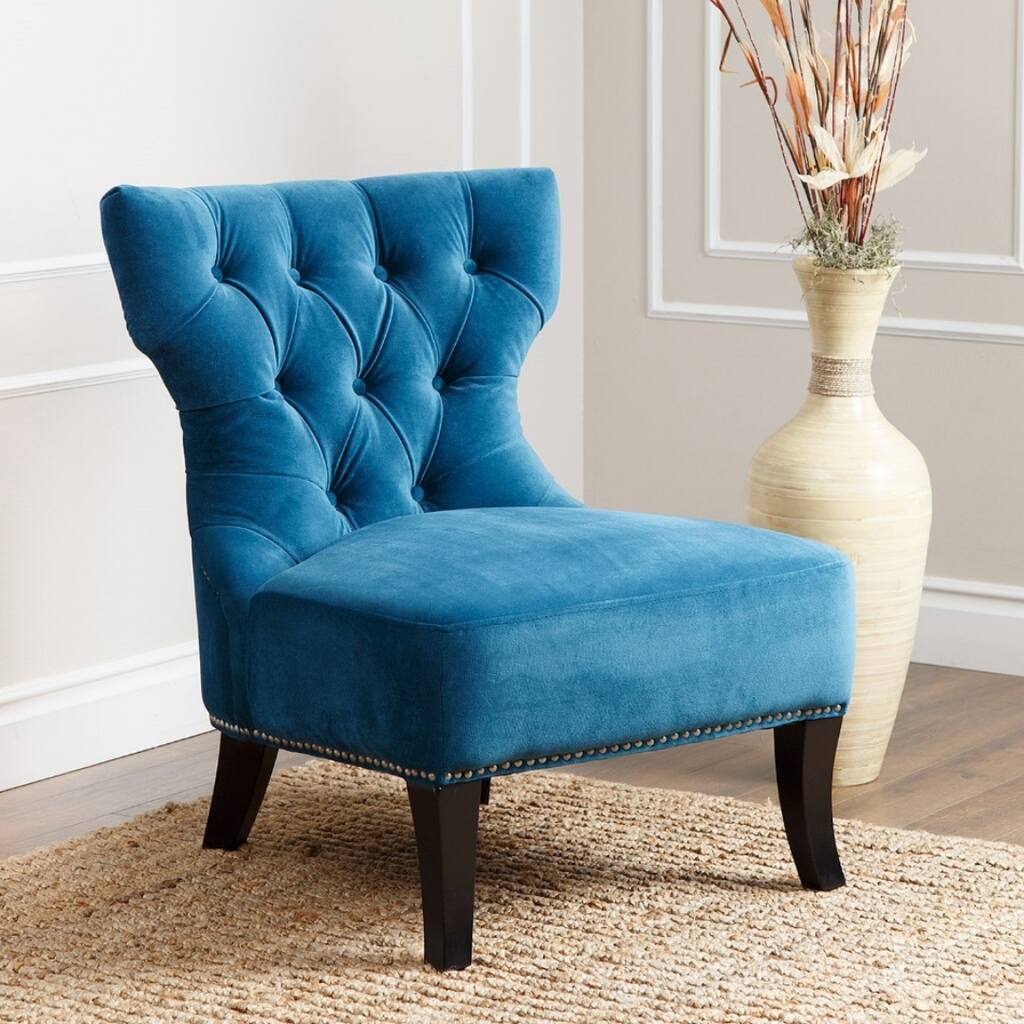 Abbyson Sedona Blue Microsuede Nailhead Chair
