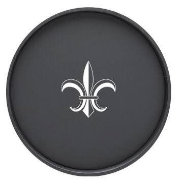 Kasualware Designs 14-inch Round Serving Tray - Fleur De Lis Black