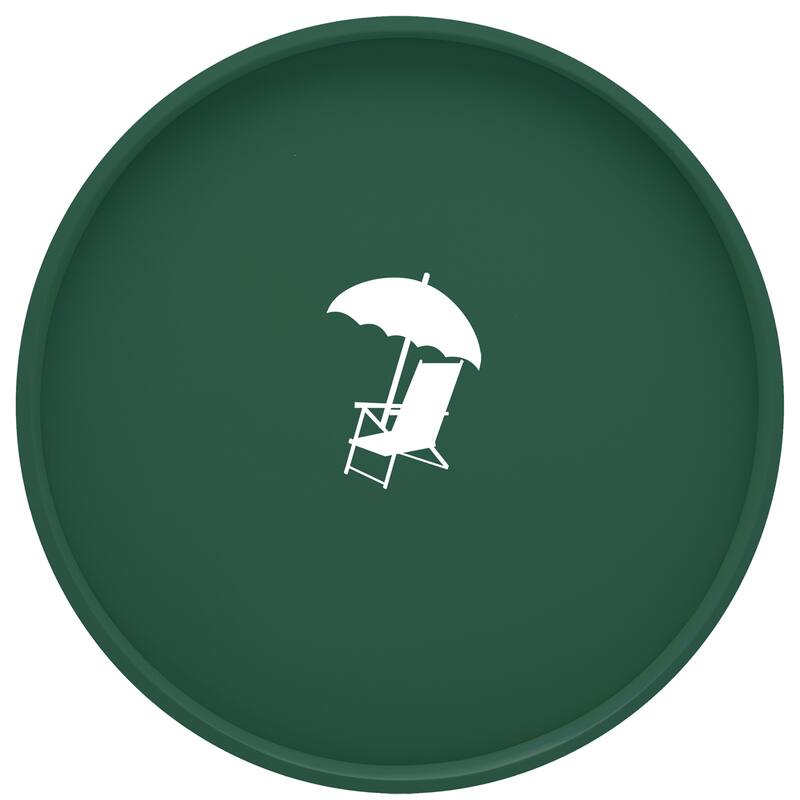 Kasualware Designs 14-inch Round Serving Tray - Beach Chair Green
