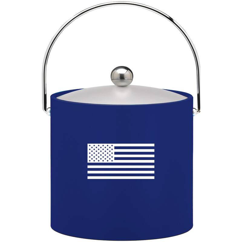 Kasualware Designs 3-quart Ice Bucket/ Lucite Lid - U.S.A. Blue 