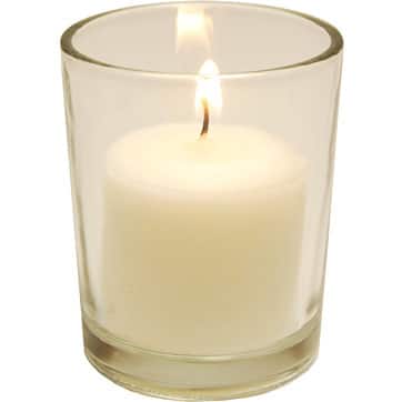 72 10-hour Votive Candles and 12 Glass Holders