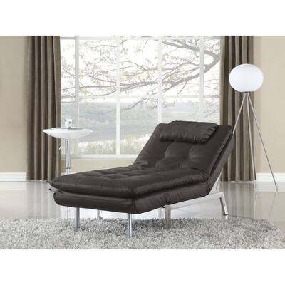 Serta Valencia Click-Clack Convertible Java Bonded Leather Chaise