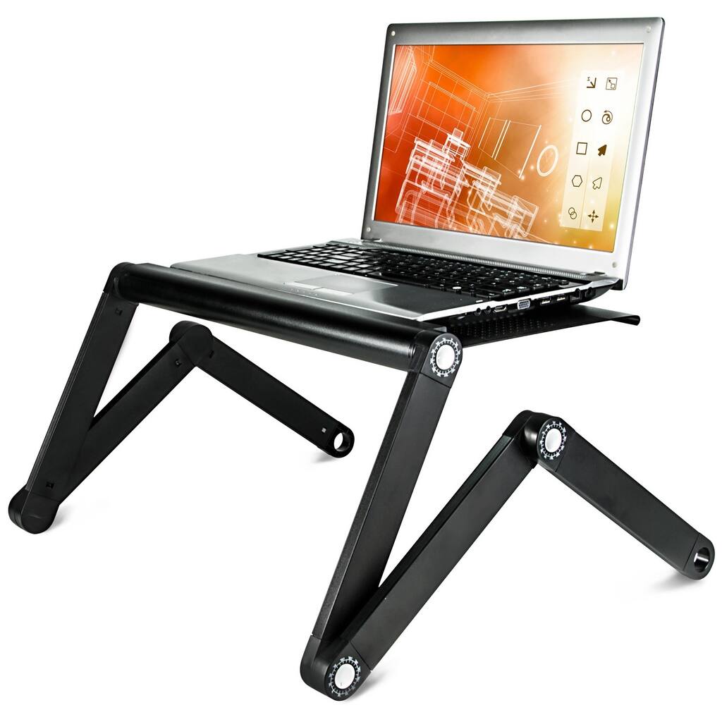 Mount-It! MI-7210 Fully Adjustable, Tilting/ Rotating Portable, Lightweight, Black Laptop/ Tablet Stand