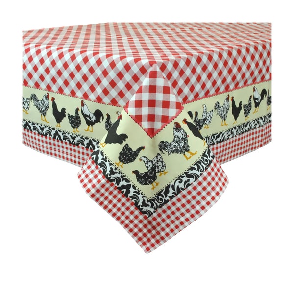 Design Imports Just Us Chickens Print Tablecloth (60 x 84 inches)