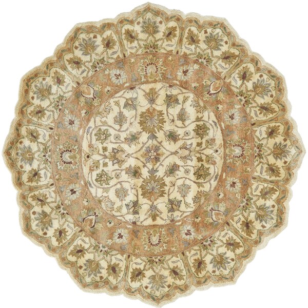 Grand Bazaar Tufted 100-percent Wool Pile Ziba Rug in Ivory/Peach 10' X 10' Round - 10' x 10' Shaped Round