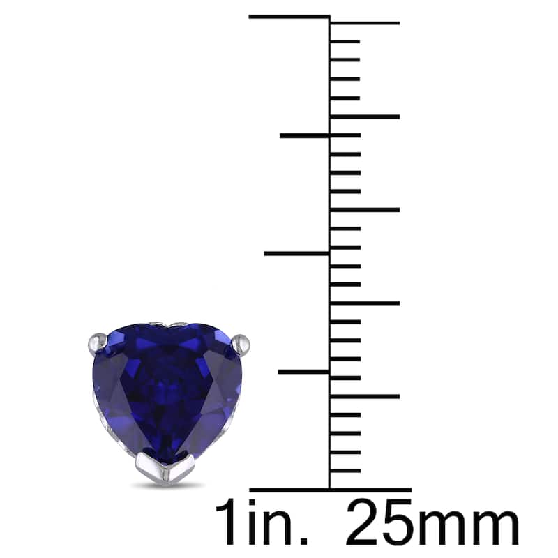 Miadora Sterling Silver Created Blue Sapphire Heart Stud Earrings
