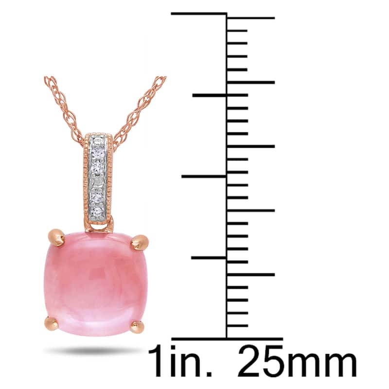 Miadora 10k Rose Gold Pink Opal and Diamond Accent Necklace