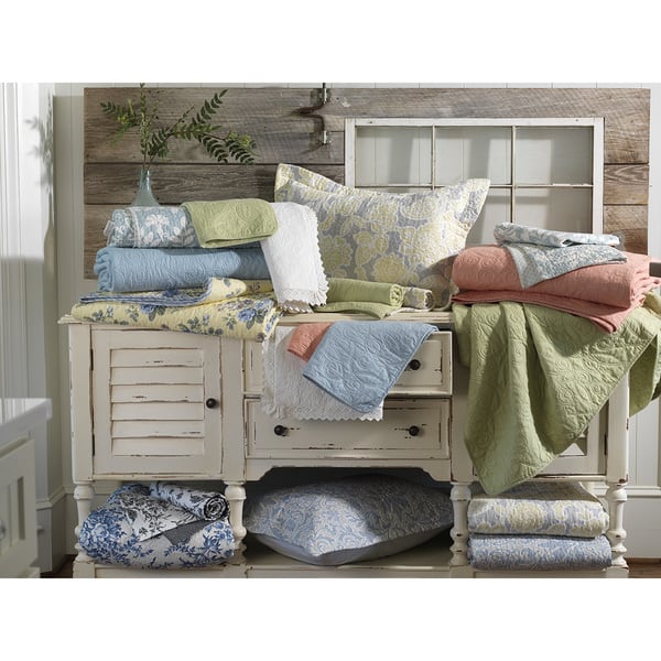 Laura Ashley Brompton Serene Reversible Cotton Quilt Set Overstock 9818154