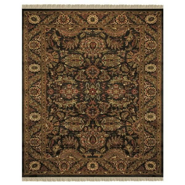 Grand Bazaar Hand-knotted 100-percent Wool Pile Edmonton Rug in Charcoal/Charcoal 7'-9" x 9'-9" - 7'9" x 9'9"