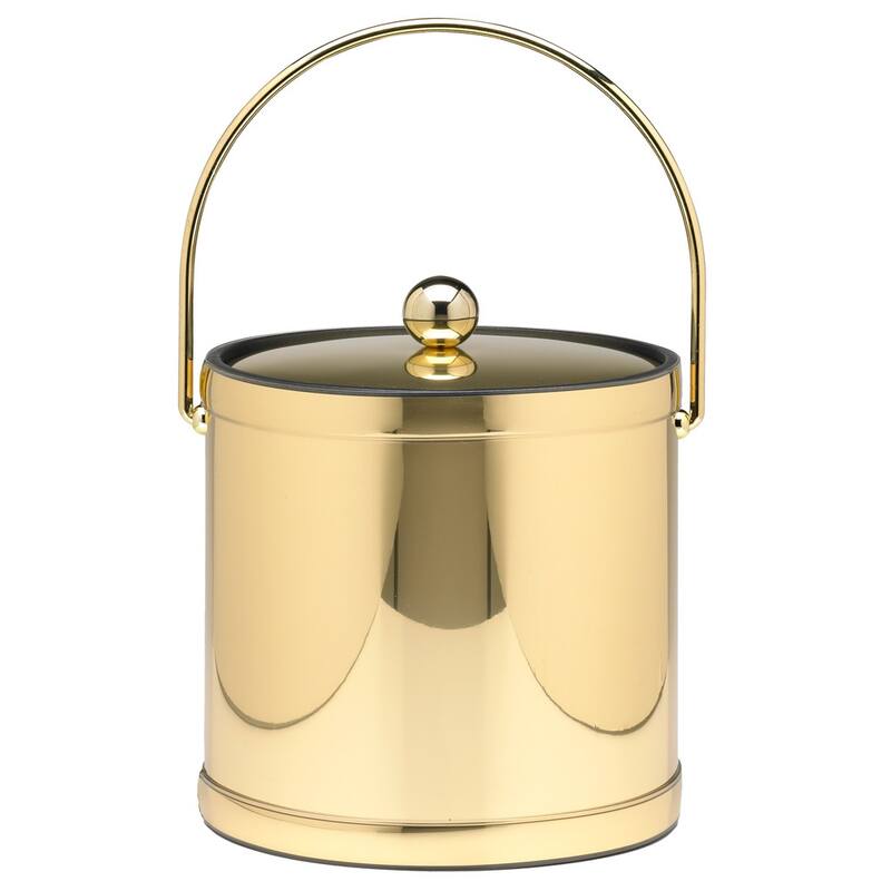 Mylar Metallic 3-quart Ice Bucket with Metal Lid - Brush Brass