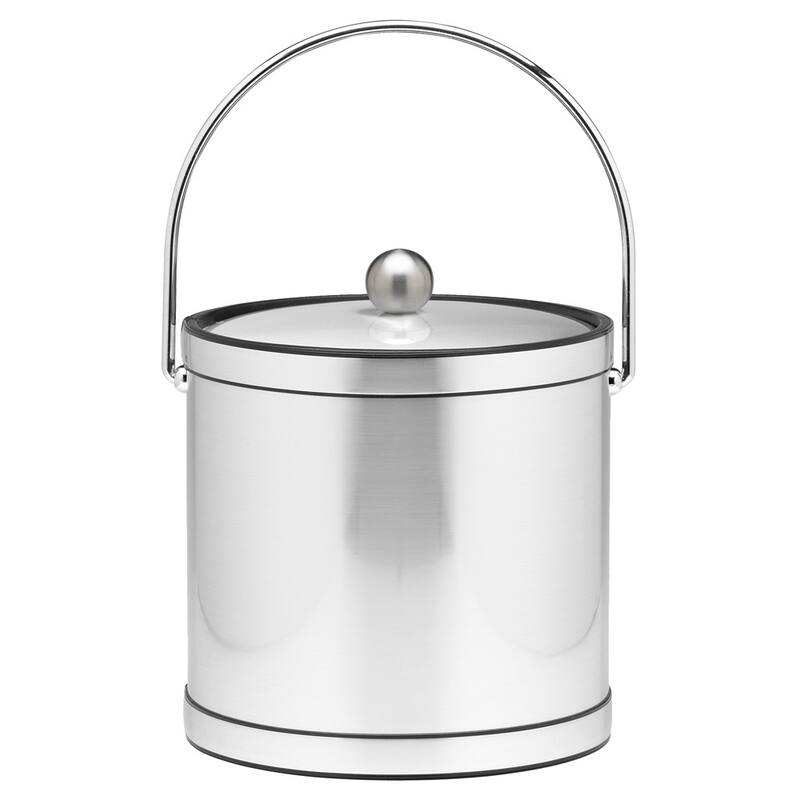 Mylar Metallic 3-quart Ice Bucket with Metal Lid - Brush Chrome
