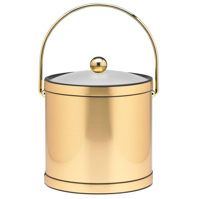 Mylar Metallic 3-quart Ice Bucket with Lucite Lid - Brush Brass