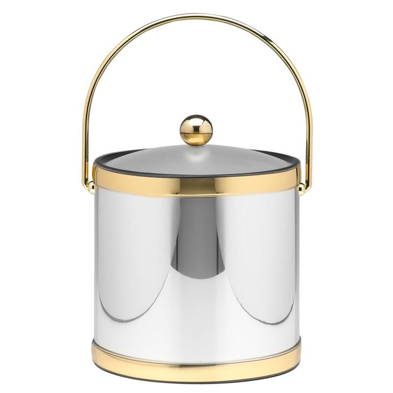 Mylar Metallic 3-quart Ice Bucket with Lucite Lid - Polished Chrome/Brass