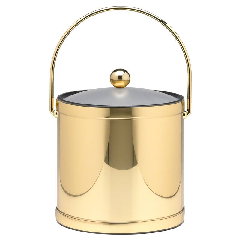 Mylar Metallic 3-quart Ice Bucket with Lucite Lid - Polished Brass