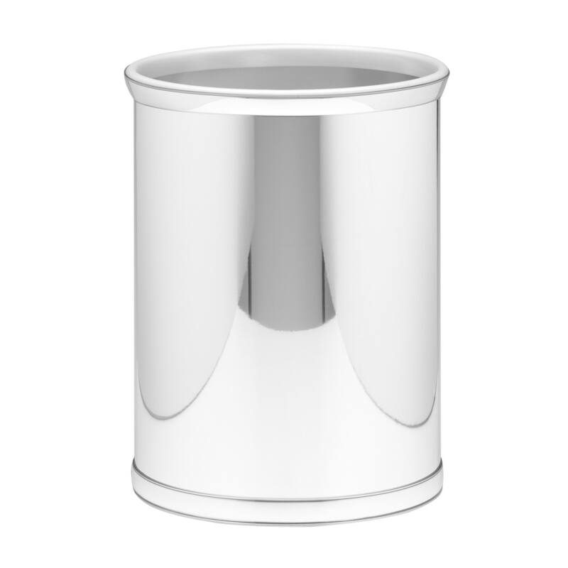 Mylar Metallic 14-inch Oval Waste Basket - Polished Chrome
