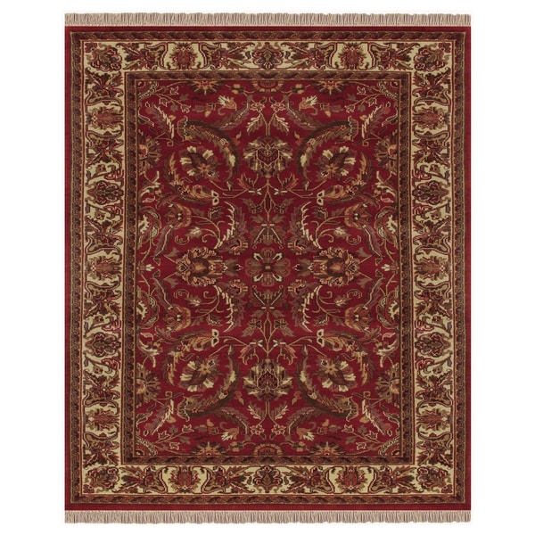 Grand Bazaar Hand-knotted 100-percent Wool Pile Edmonton Rug in Red/Ivory 5'-6" x 8'-6" - 5'6" x 8'6"