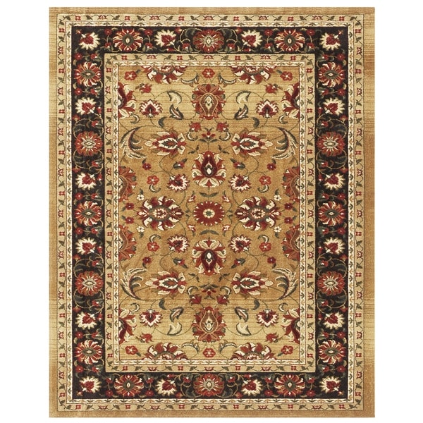 Grand Bazaar Power Loomed Wilshire Rug in Beige/Charcoal 5'-3" X 7'-9" - 5'3" x 7'9"