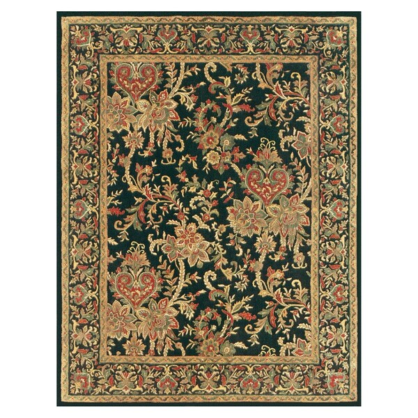 Grand Bazaar Tufted 100-percent Wool Pile Natasha Rug in Black/Black - 5' x 8'