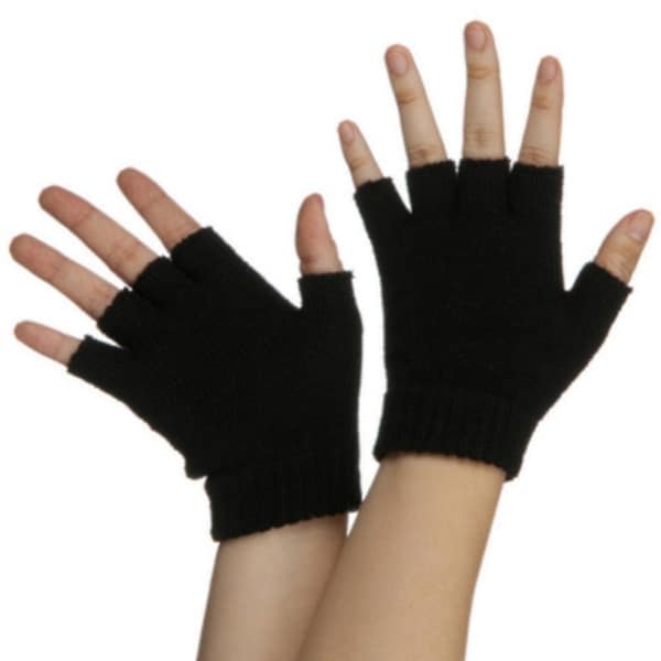 Shop Black Fingerless Gloves Costume Accessory (Pair) Free Shipping