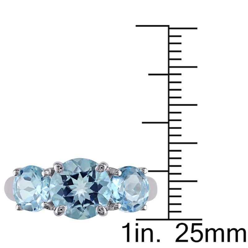 Miadora Sterling Silver Blue Topaz Three-Stone Ring