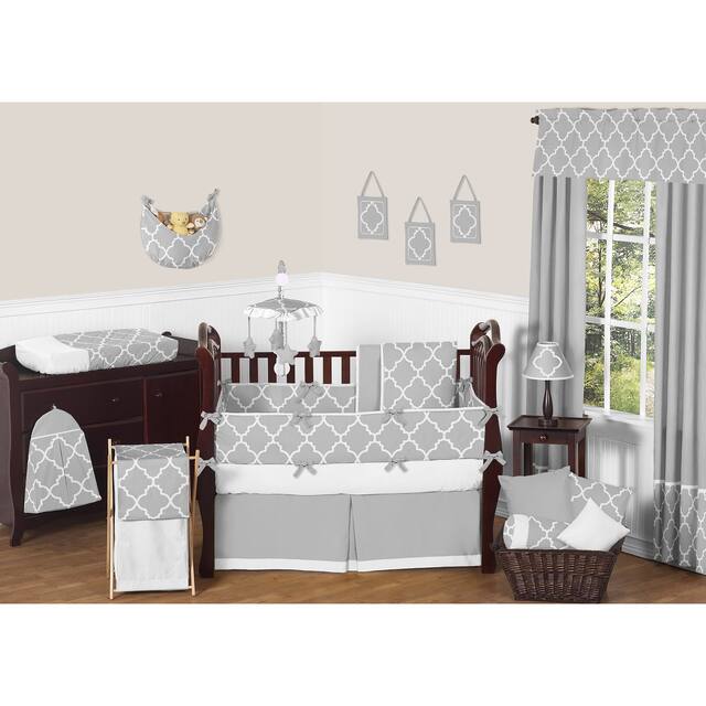 Sweet JoJo Designs Grey/ White Trellis Musical Baby Crib Mobile