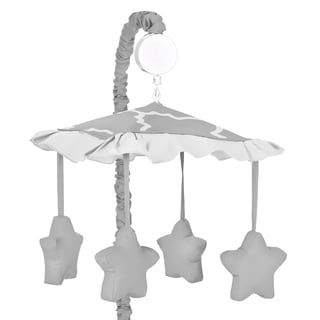 Sweet JoJo Designs Grey/ White Trellis Musical Baby Crib Mobile