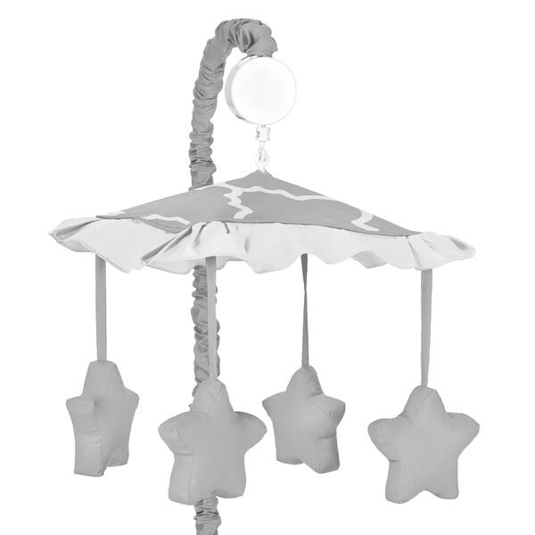 slide 2 of 2, Sweet JoJo Designs Grey/ White Trellis Musical Baby Crib Mobile