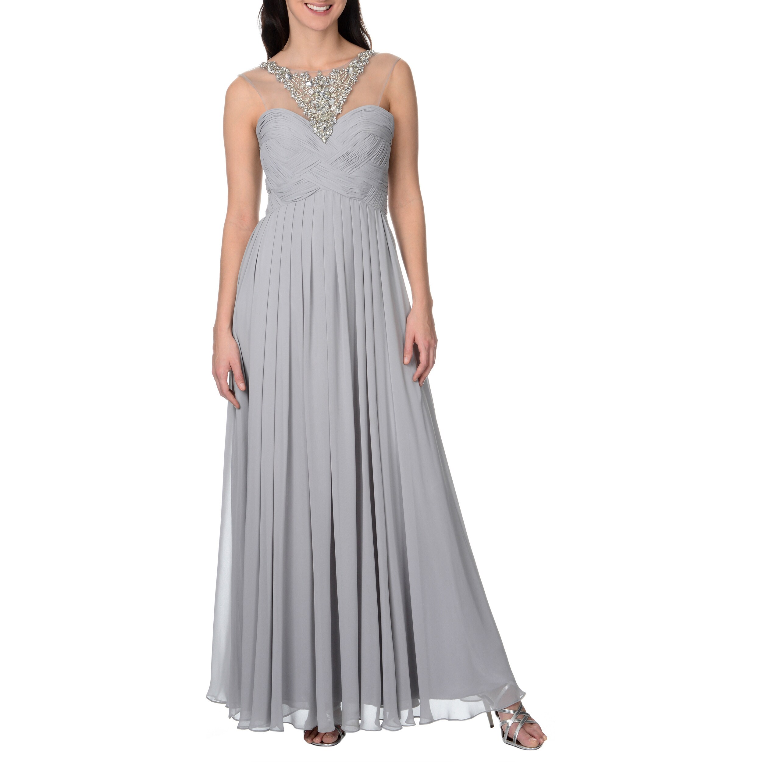 Shop Decode 1.8 Women's Long Grey Embellished Goddess Gown - Free ...