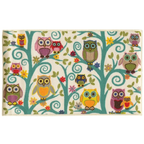 Shop Funky Owls Multicolored Youth Looppile Area Rug (4'4 x 6'9) 4'4