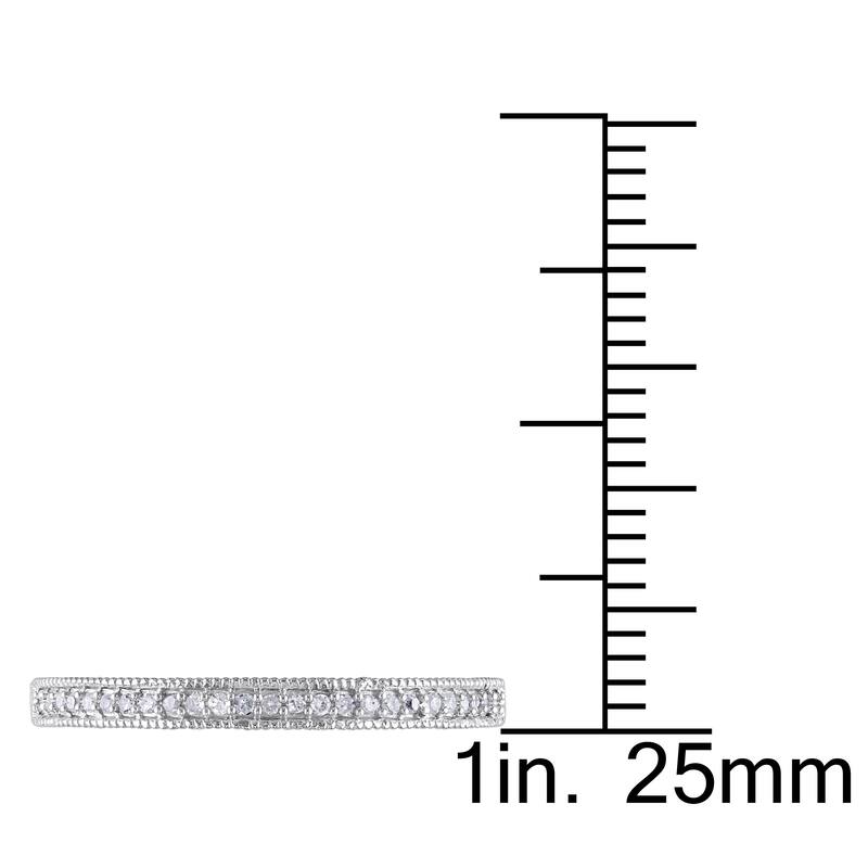 Miadora 10k White Gold 1/10ct TDW Diamond Stackable Semi-Eternity Band
