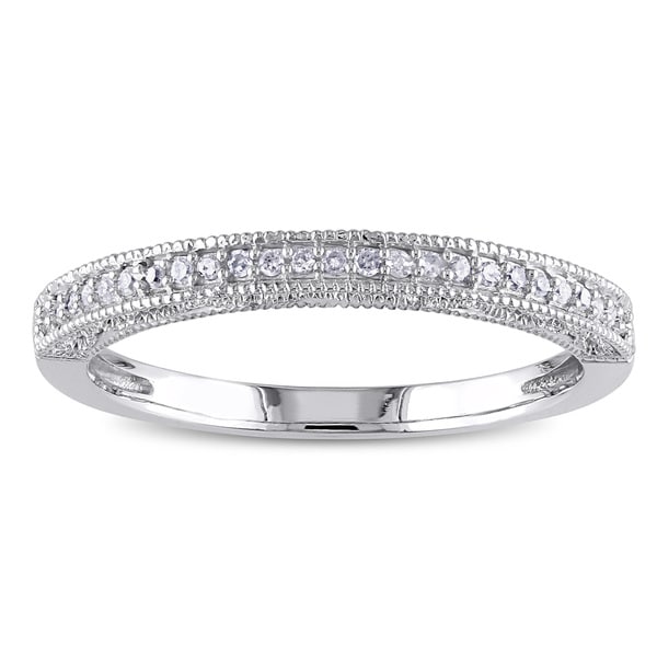 Miadora 10k White Gold 1/10ct TDW Diamond Textured Band (G H, I2 I3