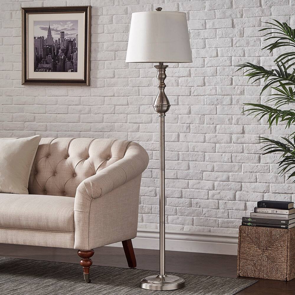 Sedgwick 3-way Satin Nickel Contoured Base 1-light Accent Floor Lamp by iNSPIRE Q Bold