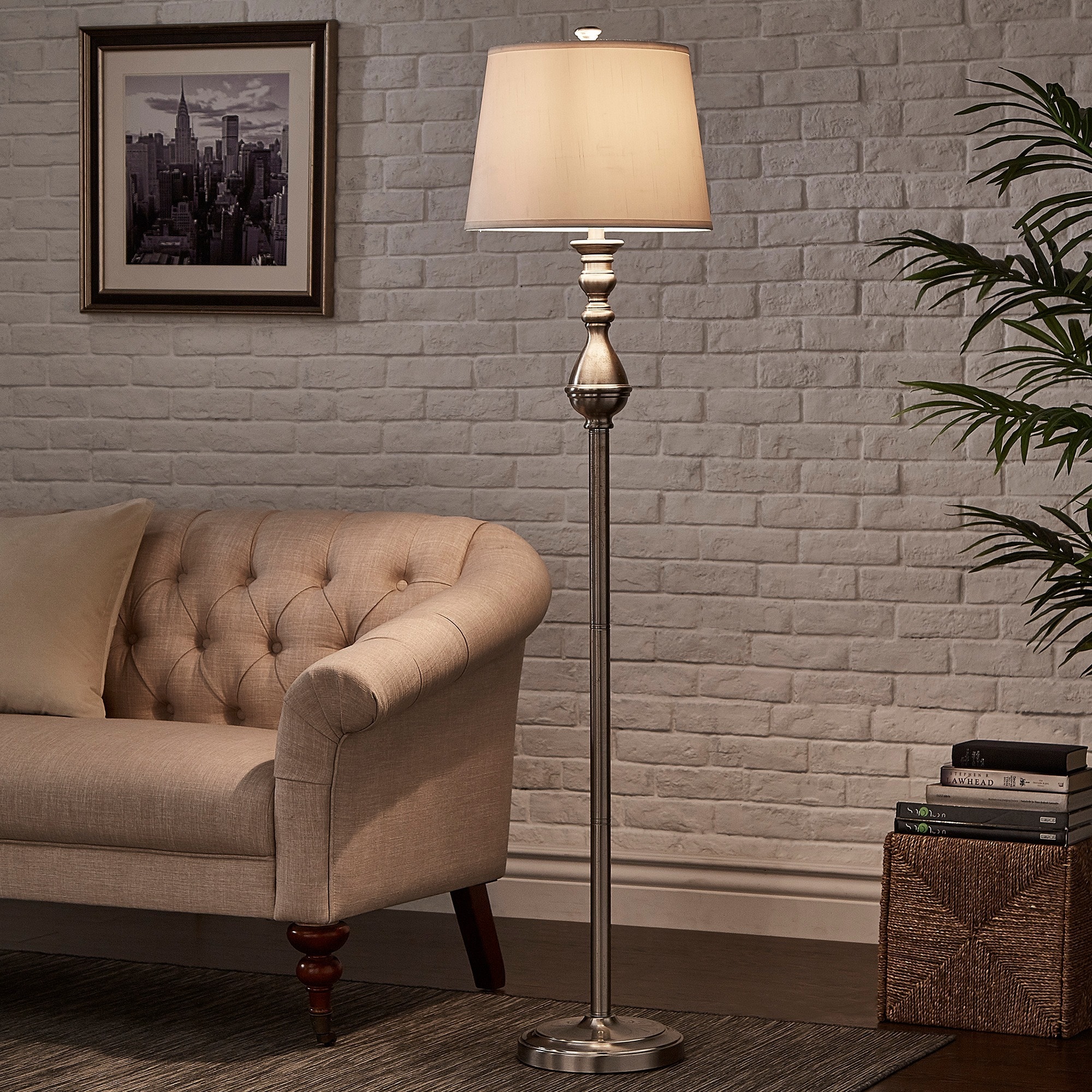Sedgwick 3-Way Floor Lamp For Living Room Or Bedroom Nickel Finish In