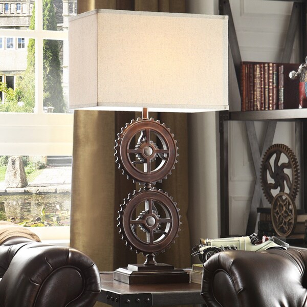 Barnard Antique Bronze Metal Gears 1-light Accent Table Lamp by iNSPIRE Q Artisan