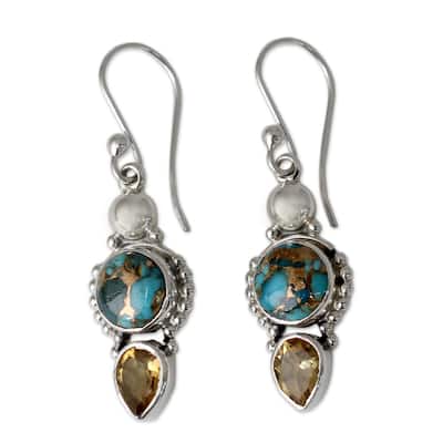 NOVICA Handmade Sterling Silver Summer Sunset Dangle Earrings (India)