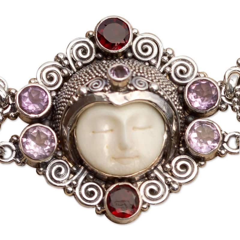 NOVICA Handmade Sterling Silver Princess Amethyst Garnet Bracelet (Indonesia)
