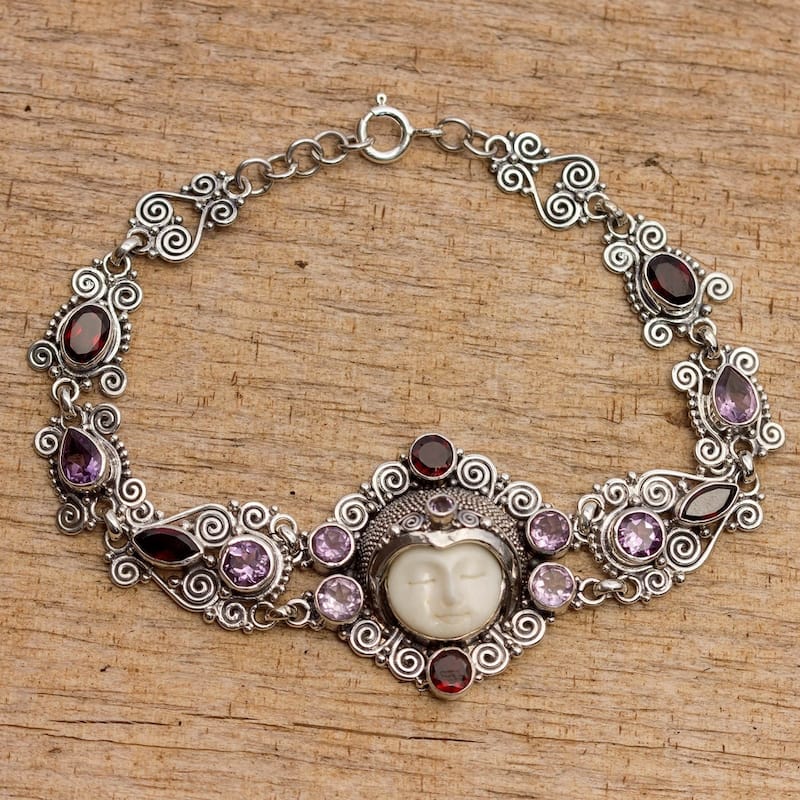 NOVICA Handmade Sterling Silver Princess Amethyst Garnet Bracelet (Indonesia)
